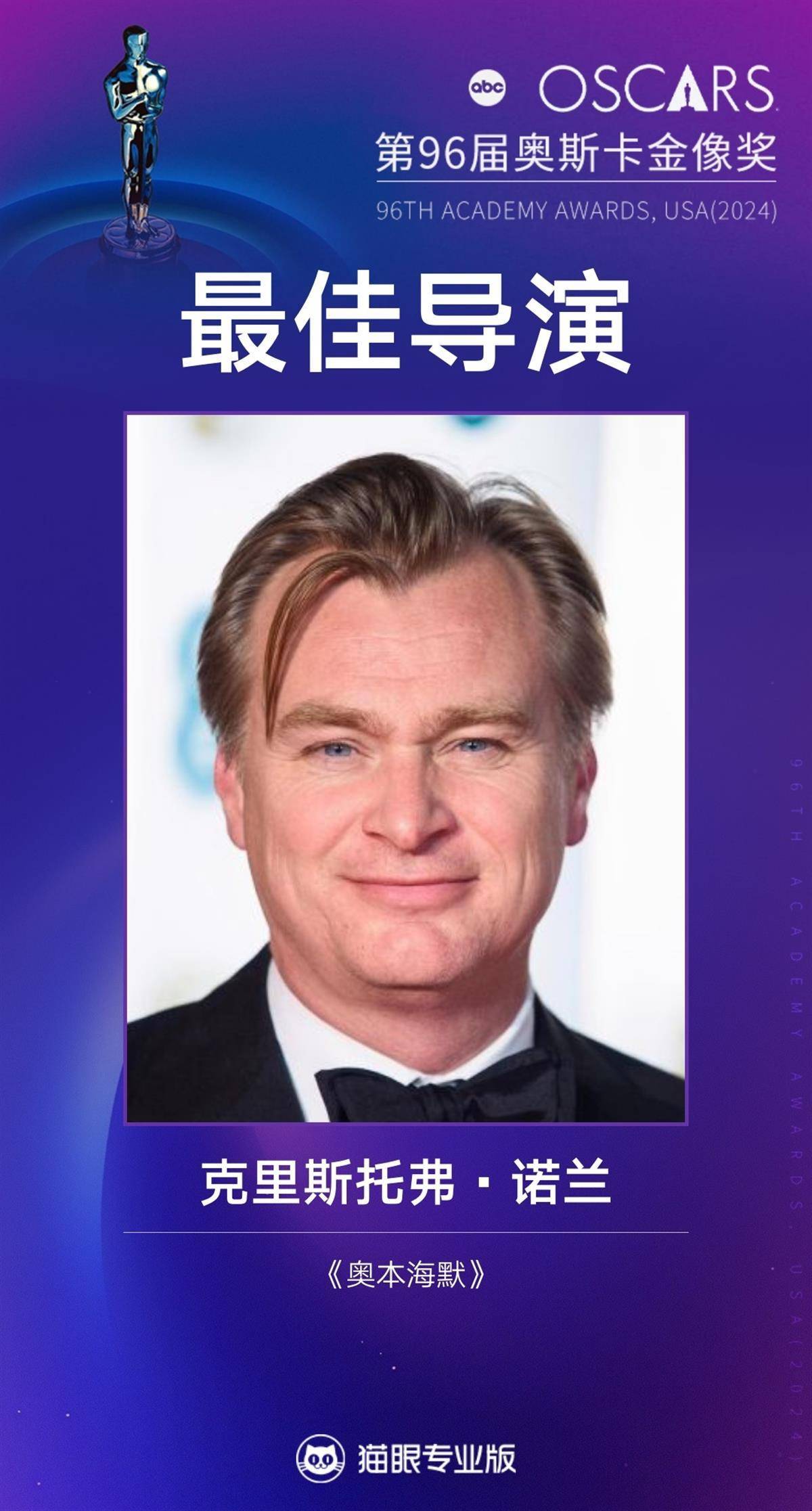 奥本海默获13项提名领跑 奥斯卡奥本海默