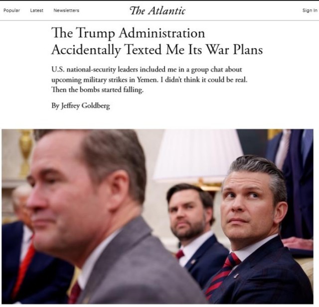 美官员误将记者拉进军事计划群聊 特朗普：我不知情