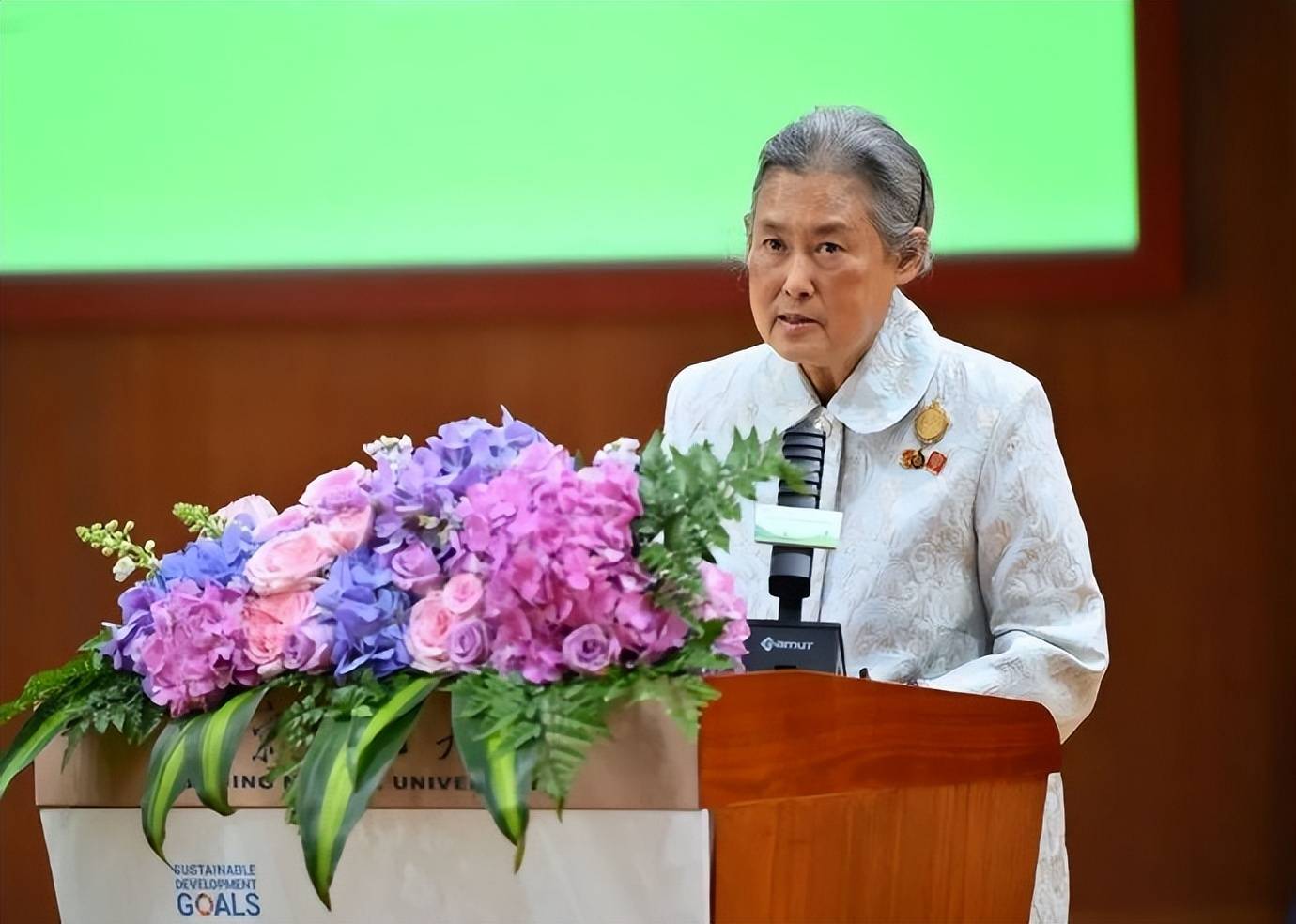 原创            诗琳通公主访问完北师大又去北大！还亲自写毛笔字，穿刺绣裙优雅