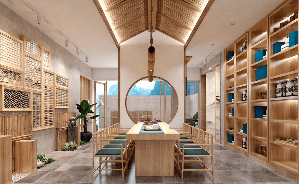 陕西茶楼装修施工，西安茶馆装修设计，茶楼包间装修施工