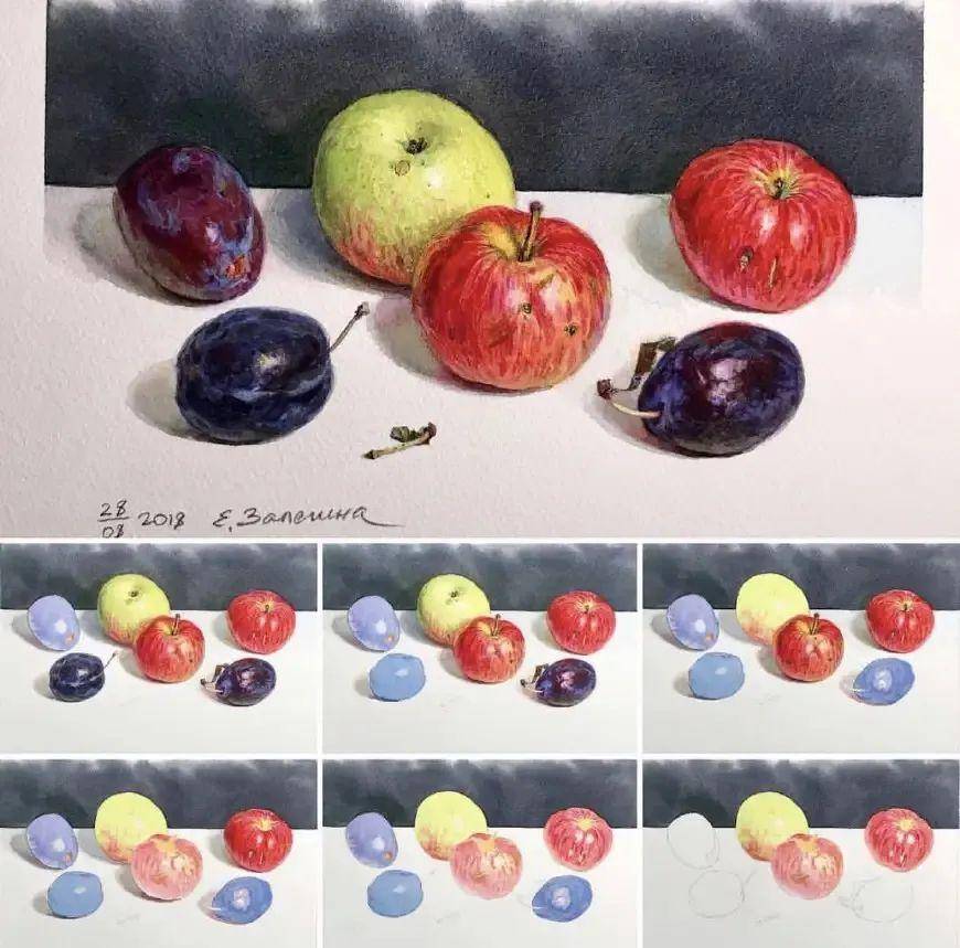 俄罗斯艺术家伊丽莎白水彩蔬果画