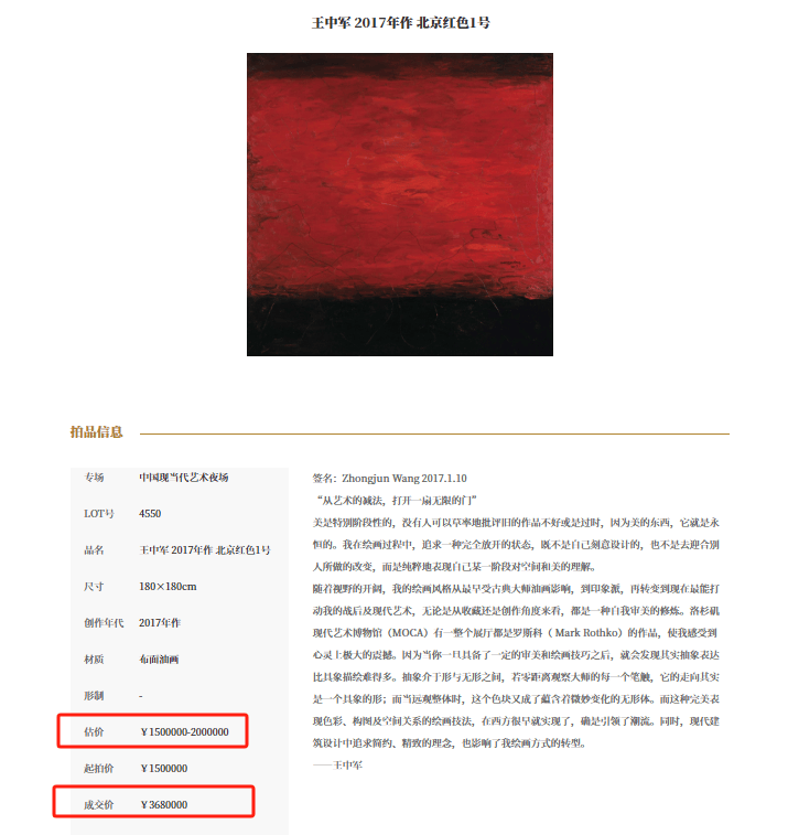 华谊兄弟王中军的油画再被拍卖：曾有人花368万买下，现起拍价30万最终流拍