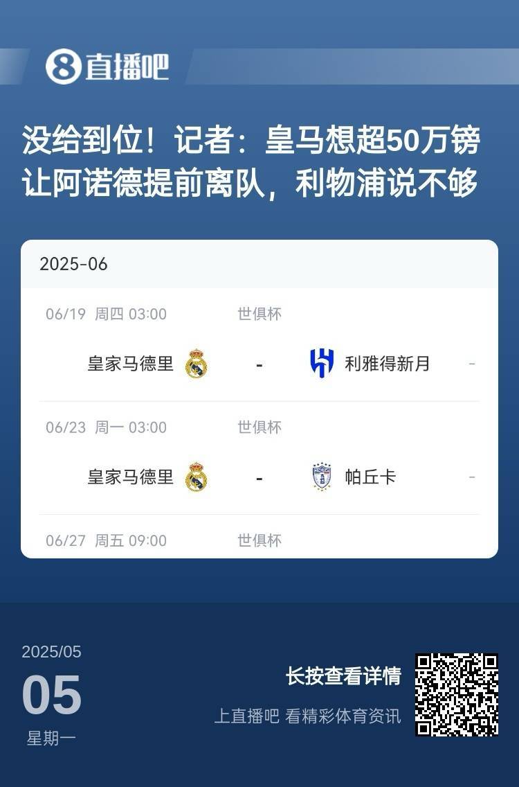 谁能想到？月初皇马希望50万镑签阿诺德，最后1000万欧成交