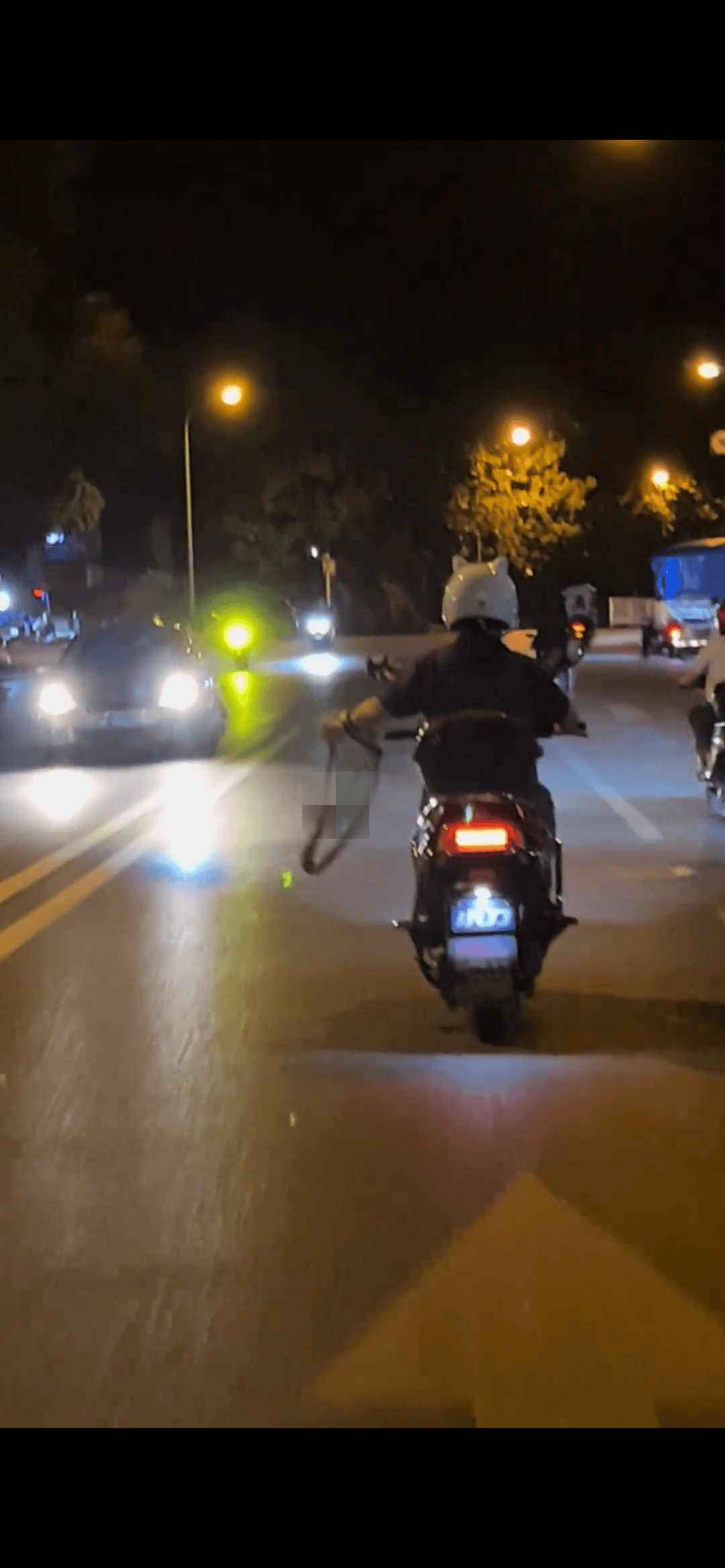 株洲一女服务员手抓大蛇骑车过市，店方：是菜花蛇，抓去放生了