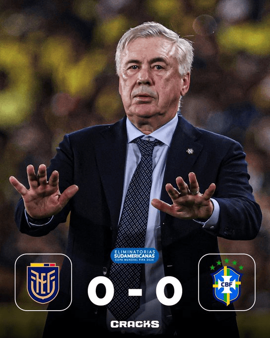 世预赛-安切洛蒂首秀维尼修斯失良机 巴西0-0厄瓜多尔