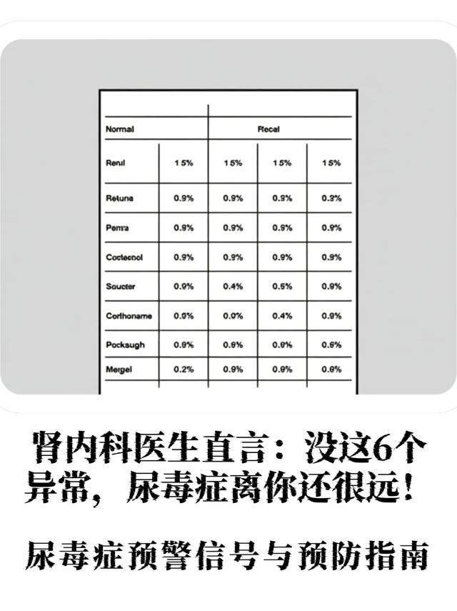 肾内科医生直言：没这6个异常，尿毒症离你还很远！