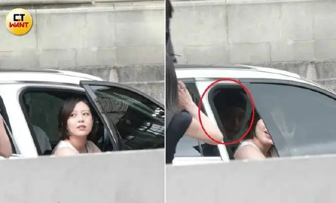 刘品言穿浅色连衣裙挺五月孕肚出街 老公连晨翔开车接送