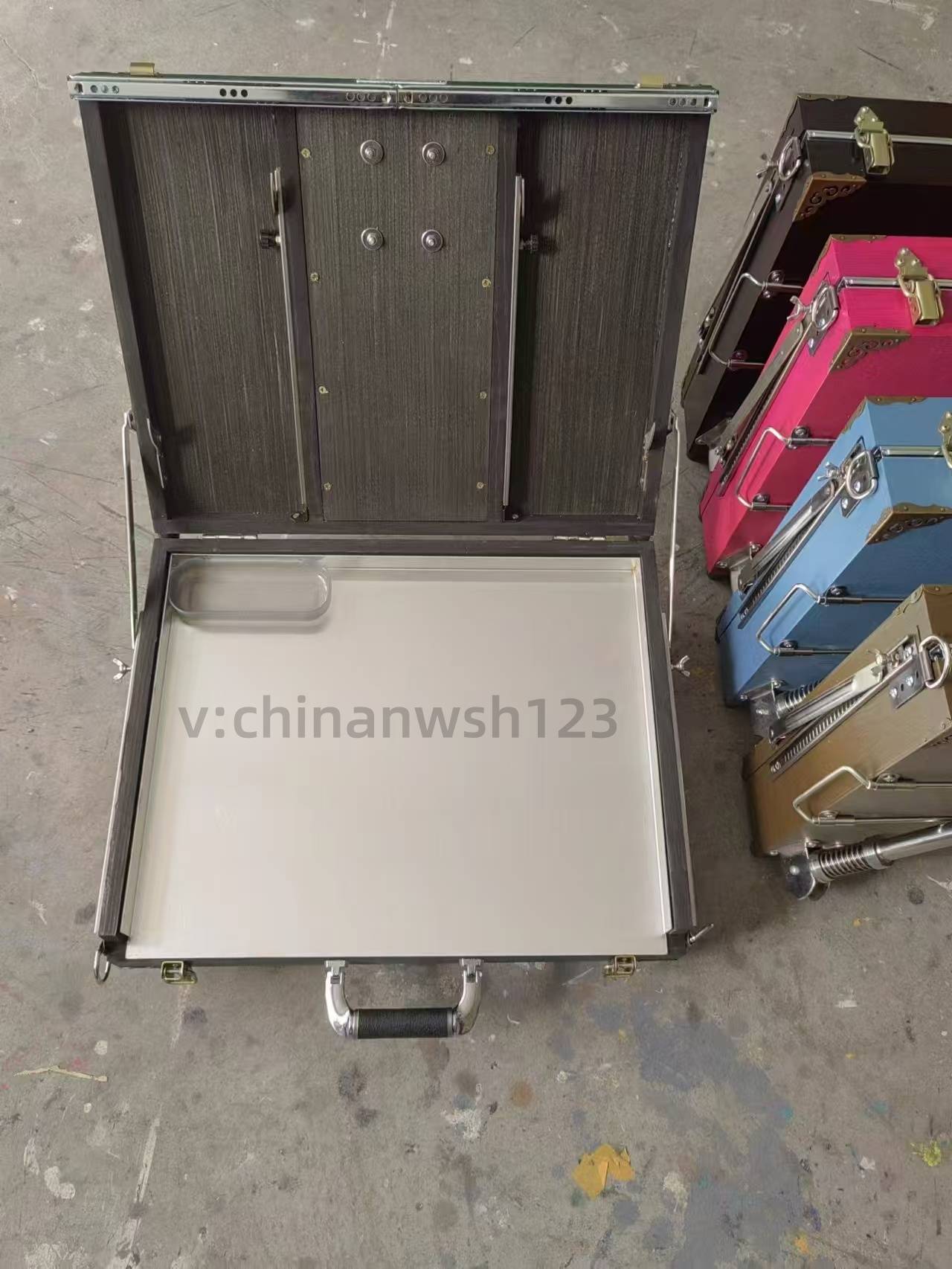 高级实木油画箱 户外写生画箱绘画金属油画箱 便携式手提油画箱