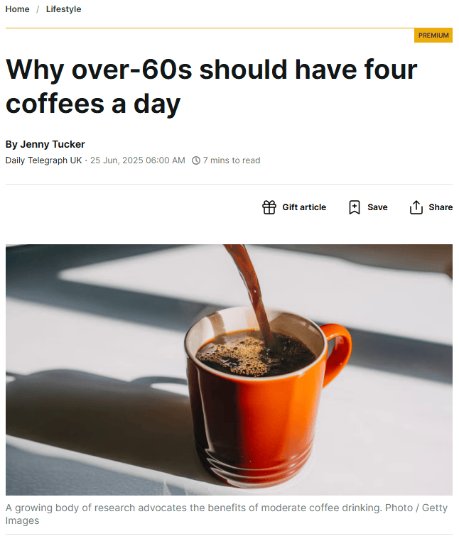 为什么老年人每天应该喝4杯咖啡？