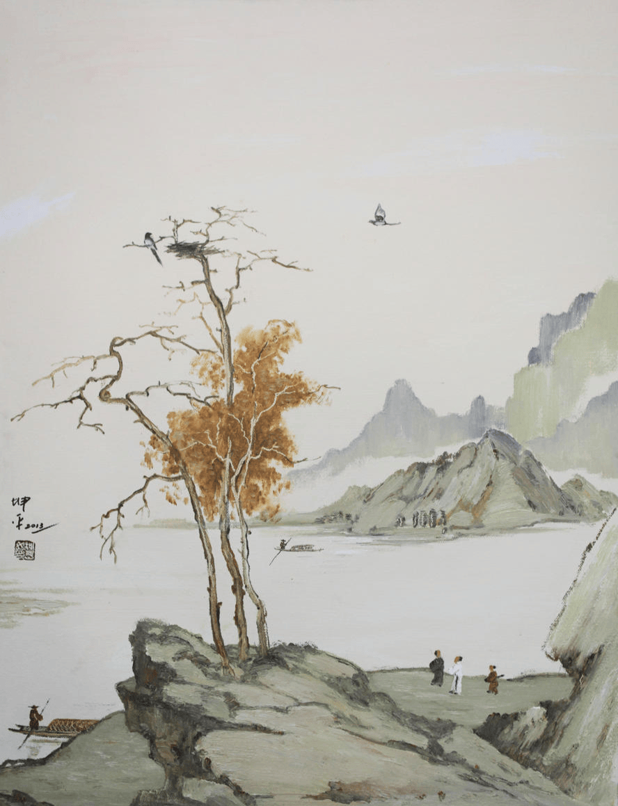 韩坤平油画融合国画山水意境