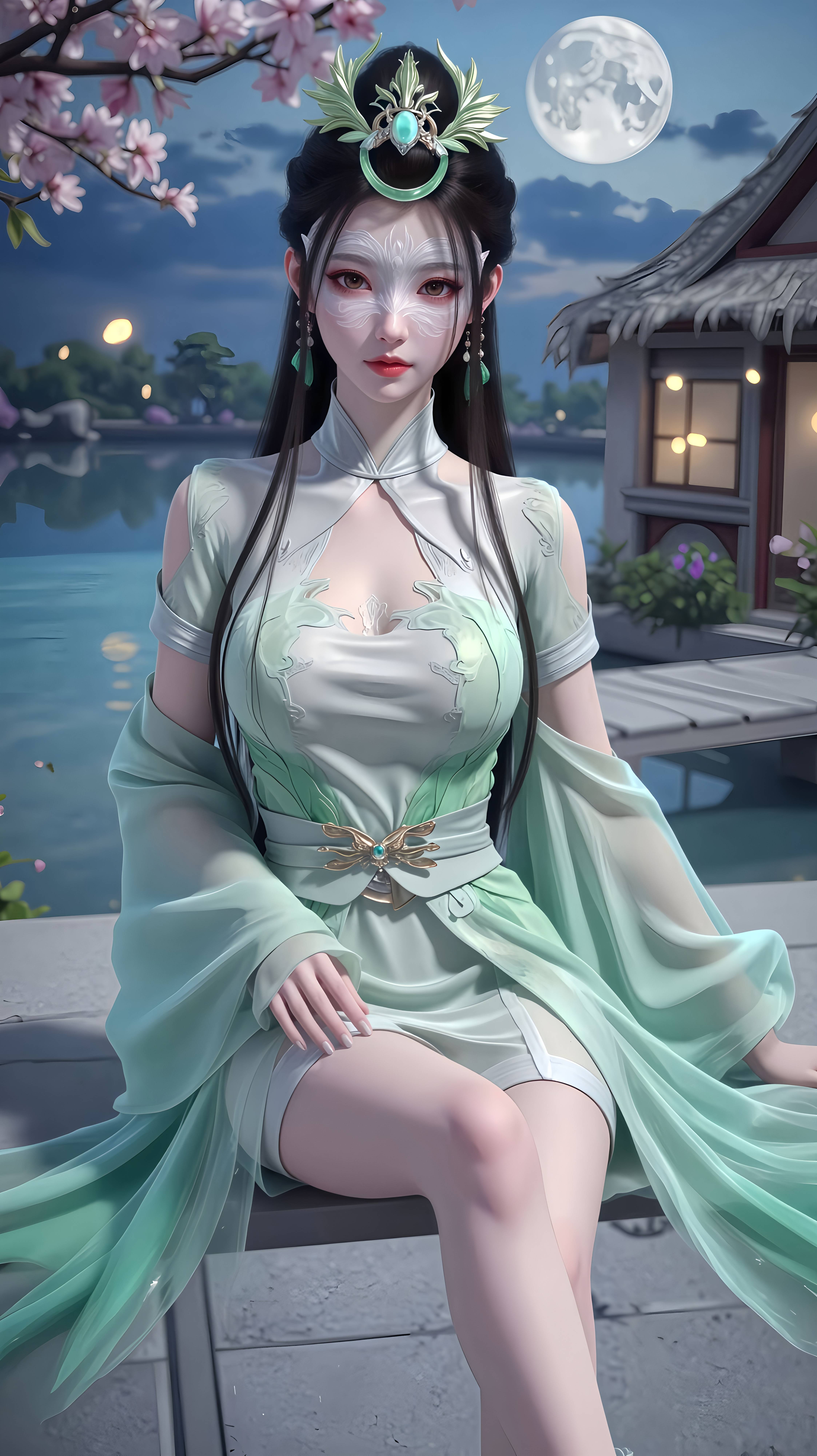 神国之上国漫女神AI图集绘画：陆嫁嫁受重伤被宁长久所救，缘分从此开始！