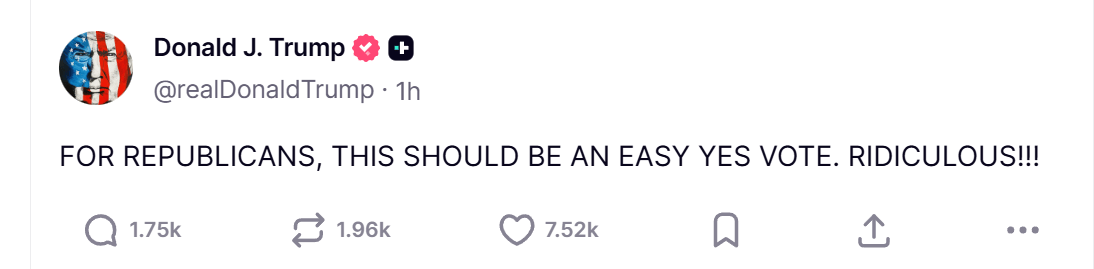 五名共和党议员“倒戈”反对“大而美”法案，特朗普：太荒谬了