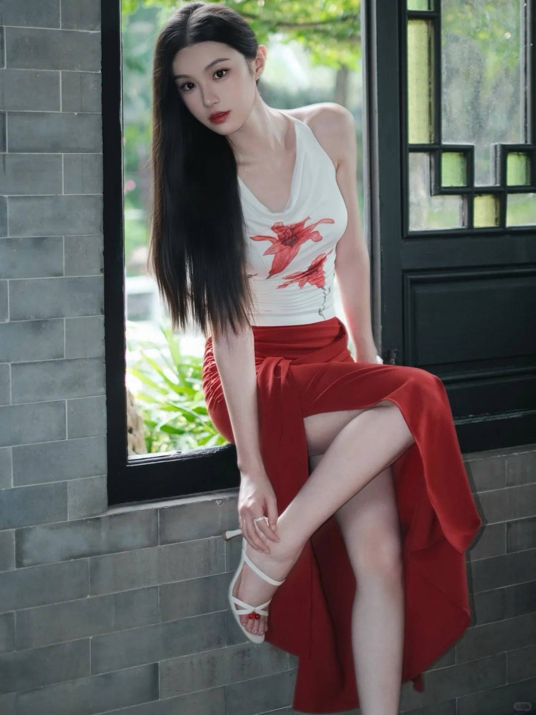 被这身红白配色惊艳了！这才是约会穿搭的天花板吧？