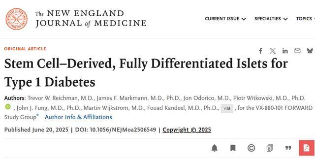 NEJM新研究：新疗法可恢复胰岛功能，83%受试者彻底摆脱胰岛素！