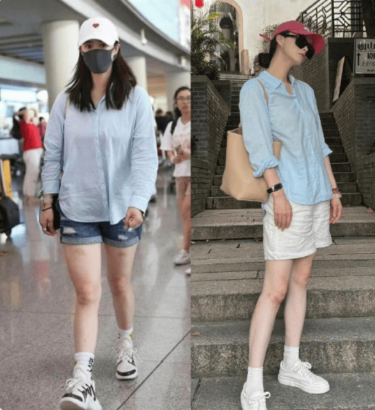 蒋欣减肥成功后穿同一件衬衫 身材纤细美出新高度