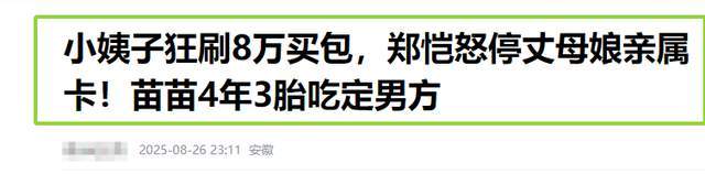原创            不忍了！郑恺小姨子凌晨回应，否认狂刷姐夫8万买包，曝更多细节