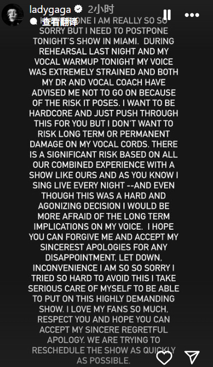 歌手Lady Gaga登台前几分钟突然宣布取消演出