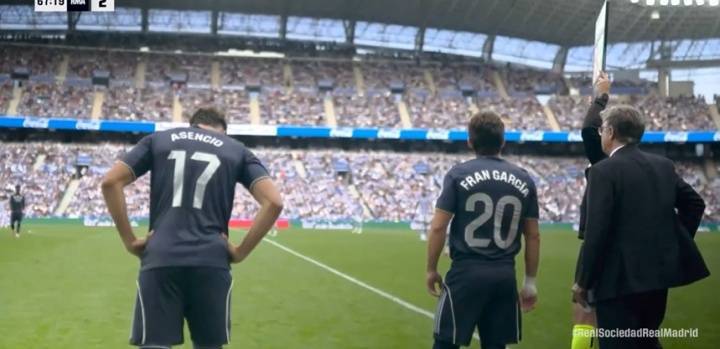 全力防守！10人皇马换下维尼修斯 塞巴略斯，换上加西亚 阿森西奥