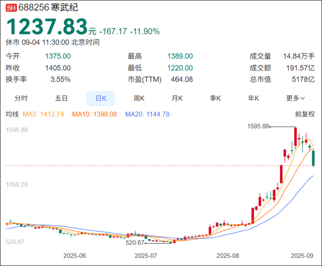 盘中重挫超13%！短期内连日下跌，寒武纪发生了什么