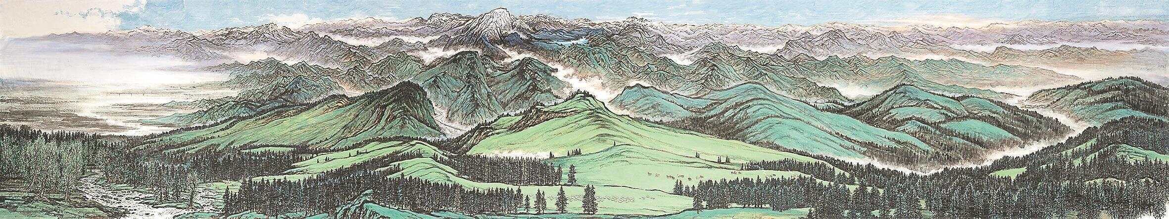 粤新双向倾力奔赴 跨越千里艺术对话 国画巨制《文化润疆 大美天山》收官