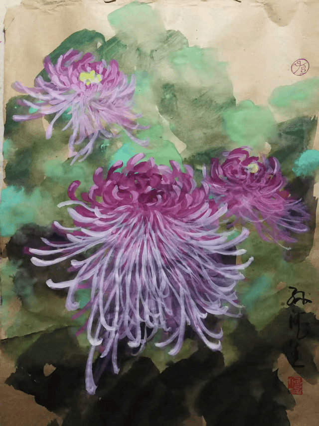 菊画悠悠：菊花是秋天的象征 是一道独特的风景线——画家孙德生菊画欣赏