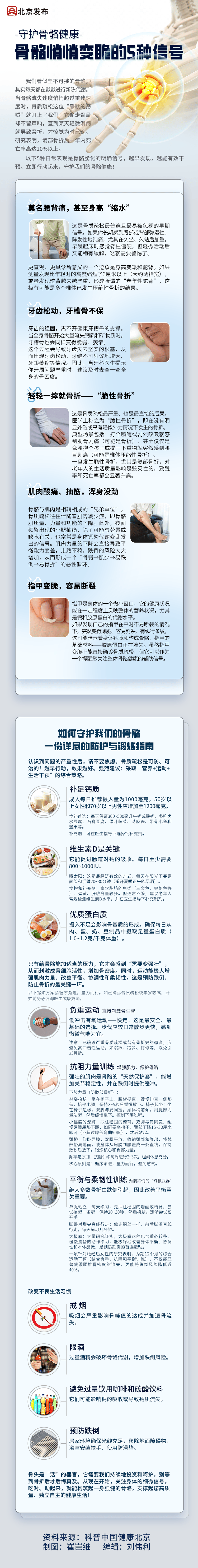 身体有这5种表现，说明你的骨头已经悄悄变脆了！一图读懂——