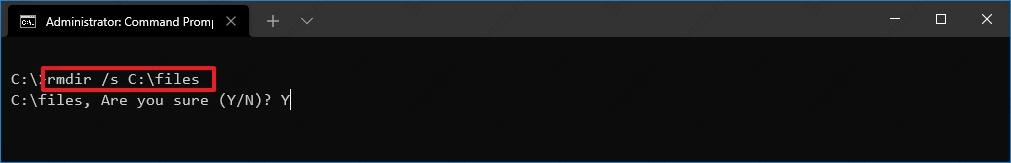 如何在Windows 10上使用命令行删除包含子文件夹的文件夹？