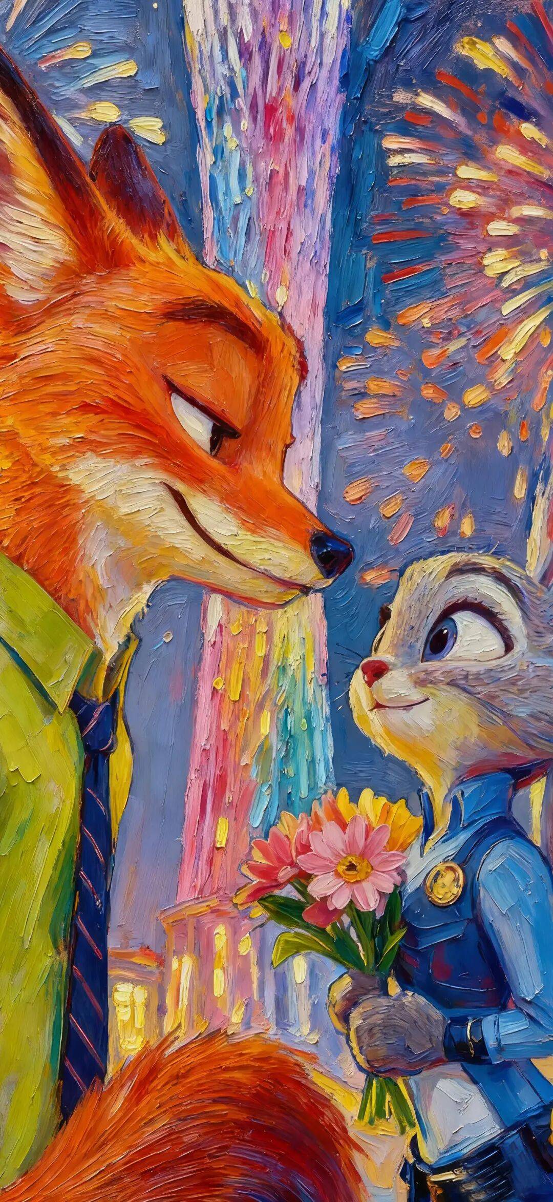 壁纸 | 疯狂动物城油画高清壁纸