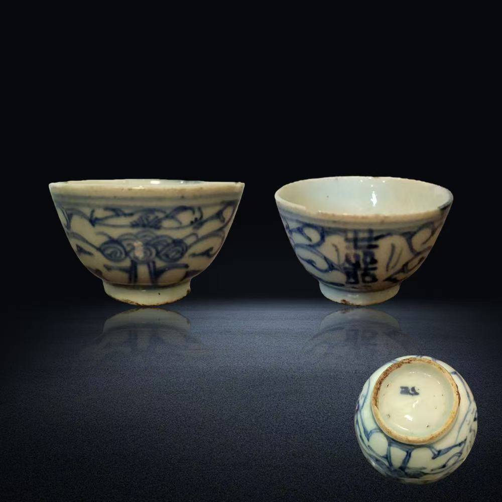 【王女士私人珍藏】精品瓷器推荐——清代民窑青花双喜杯