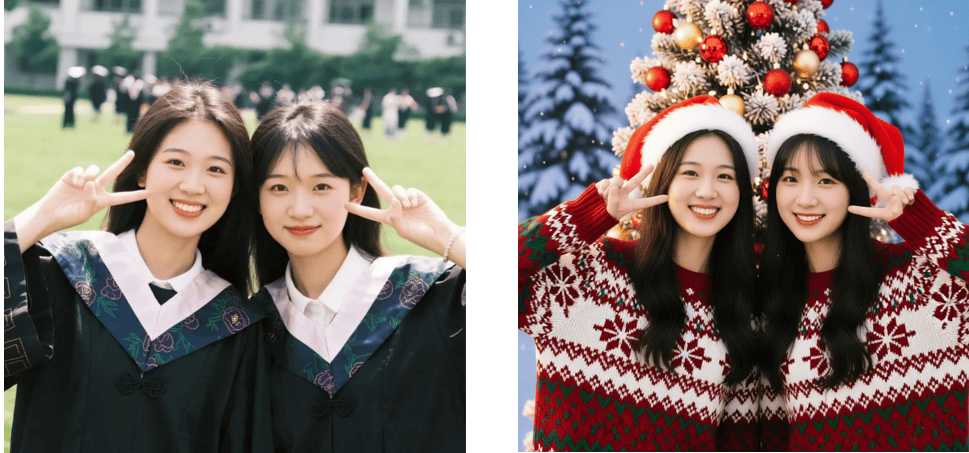 圣诞初雪闺蜜写真封神！用AI拍写真，不用等雪也能氛围感拉满
