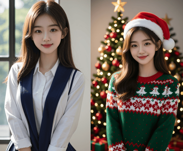 圣诞少女写真教程｜用手机 + AI写真神器，素颜在家就能拍圣诞氛围感甜妹大片
