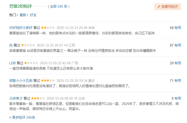 原创            《罚罪2》首播，清一色差评，瞄准黄景瑜演技，刑侦爽剧不必苛责