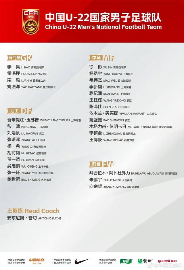 U23亚洲杯下月开赛 U22国足全主力集结