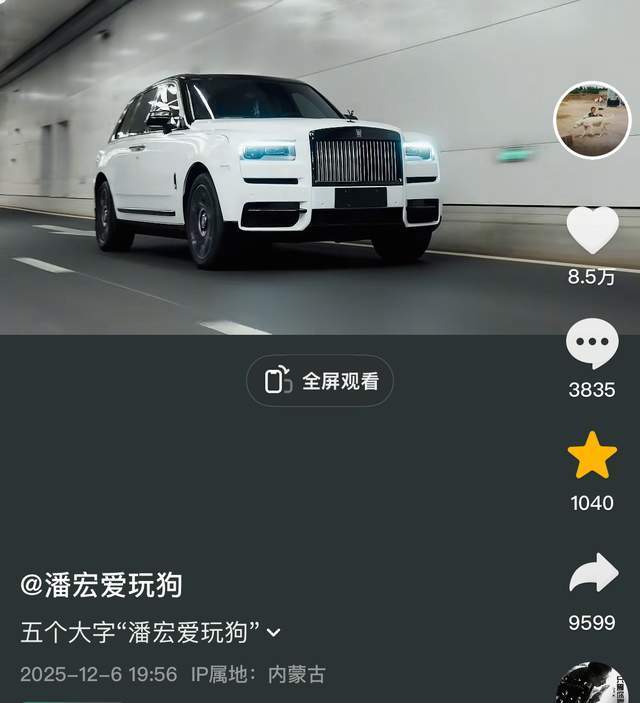 原创            网红潘宏官宣大号正式更新！特地携妻子露面，开库里南隧道中驰骋