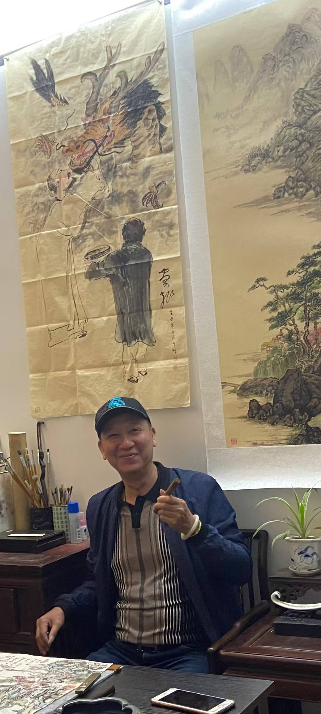 汕头市中山公园写生剪影——老湖先生国画作品欣赏