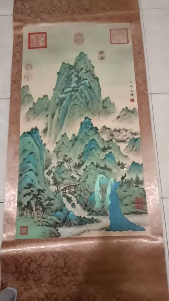 王希孟款青绿山水人物图轴鉴赏