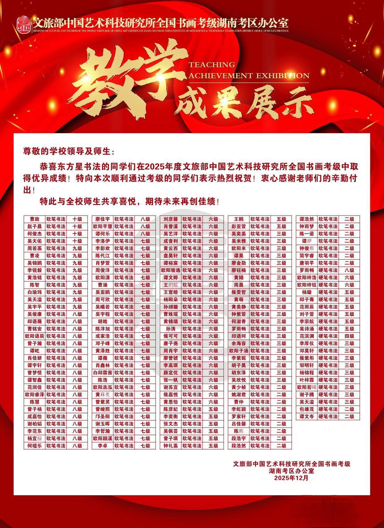 文旅部艺科所考级全员过#东方星书法考级#东方星书法宜章校区