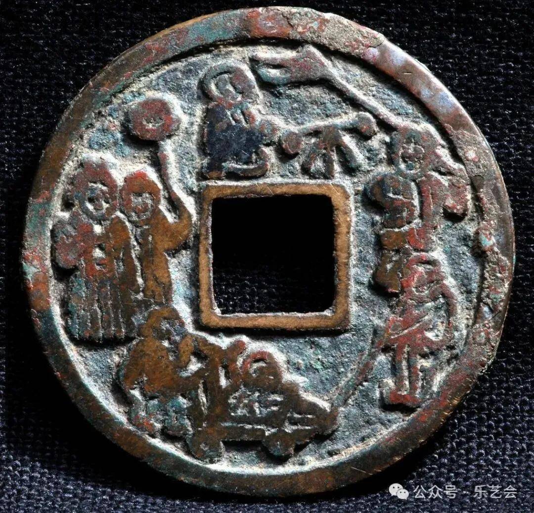 妇人祷月花钱婴戏之持荷：老赵闲聊花钱艺术图像系列