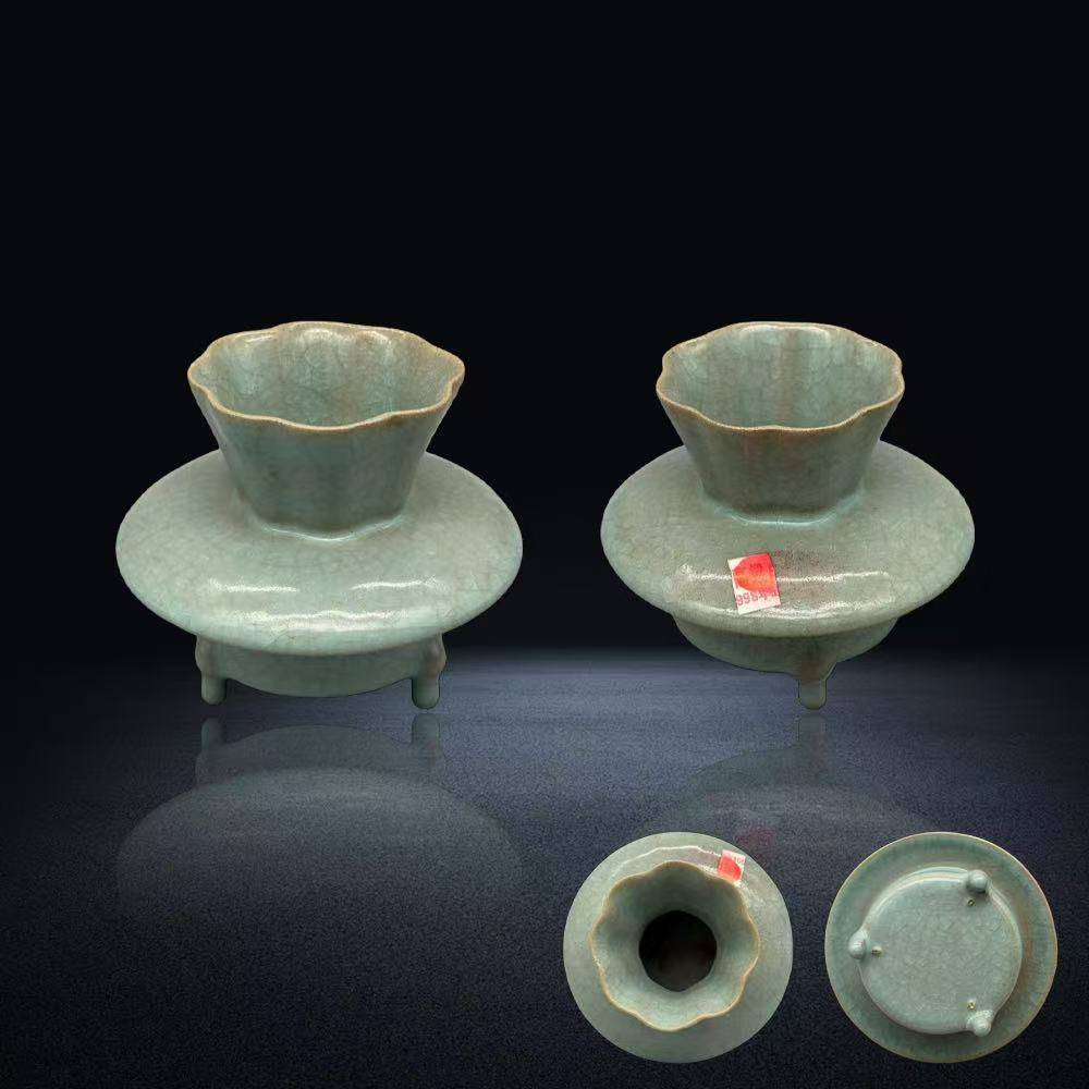 【姜先生私人珍藏】精品瓷器推荐——宋汝窑青釉花口盏托组