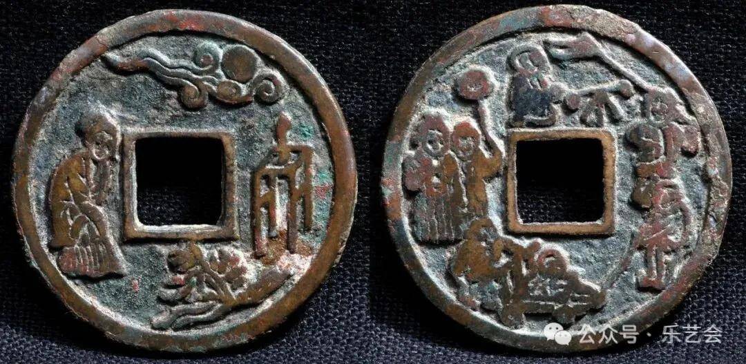 妇人祷月花钱婴戏之推枣磨：老赵闲聊花钱艺术图像系列